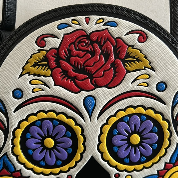Day of the Dead - Dia de los Muertos Colorful Skull Head Crossbody - Picture 3 of 10